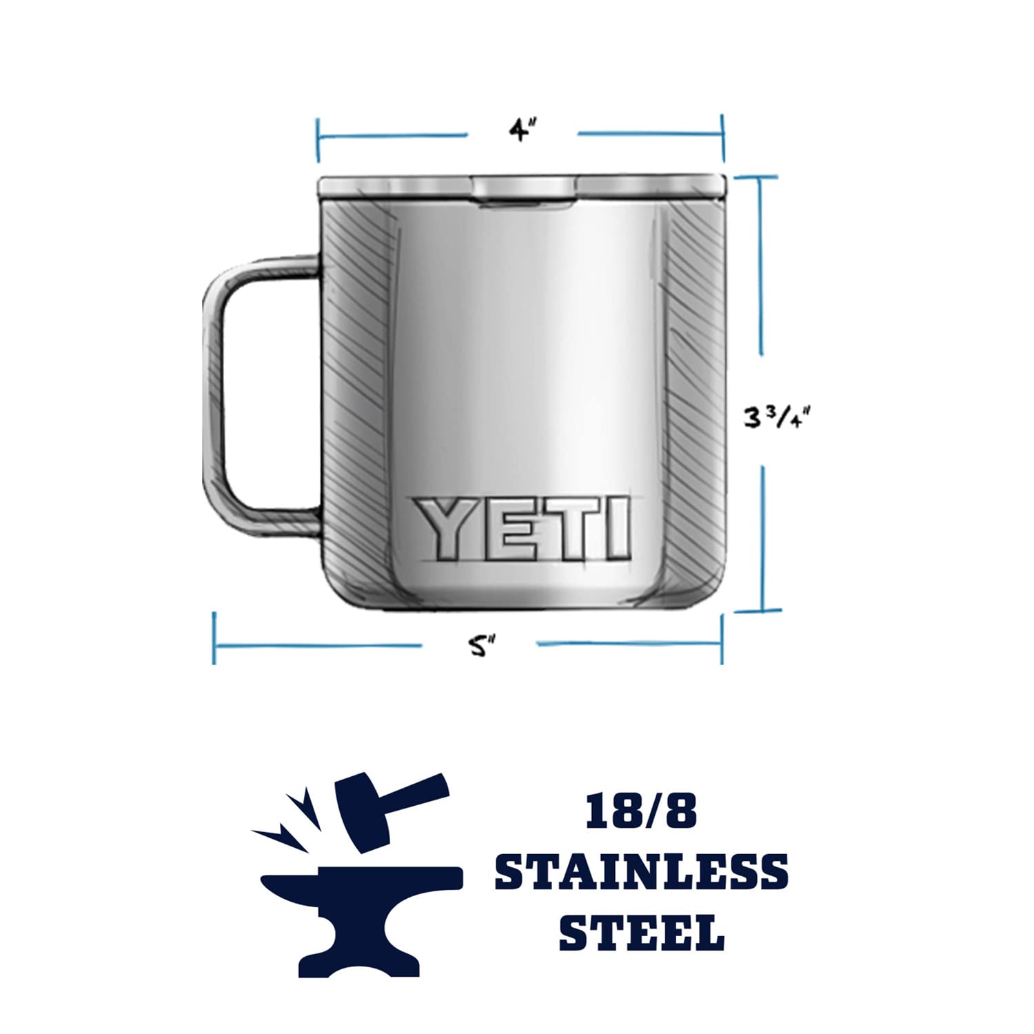 YETI Rambler 14 oz Mug, Vacuum Insulated, Stainless Steel with MagSlider Lid, Stainless