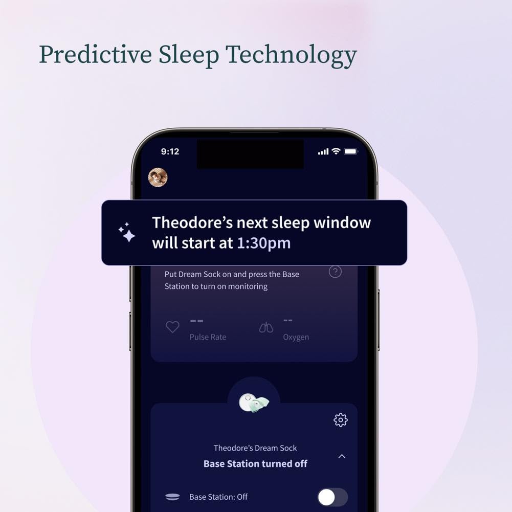 Owlet Dream Sock® - FDA-Cleared Smart Baby Monitor - Track Live Pulse (Heart) Rate, Oxygen In Infants - Receive Notifications - Bedtime Blue