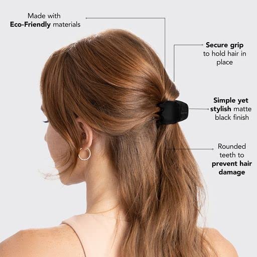 Kitsch Small Hair Clips for Women, Recycled Plastic Small Claw Clips &amp; Mini Claw Clips for Hair, Mini Hair Clips for Thin Hair, Tiny Jaw Clip for Hair, 16 pcs (Tortoise &amp; Black)