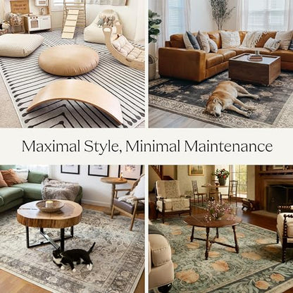 RUGGABLE – Verena Dark Wood – Machine Washable Runner Rug – Pet &amp; Child Friendly – Stain &amp; Water Resistant – Non-Slip – 2.5&
