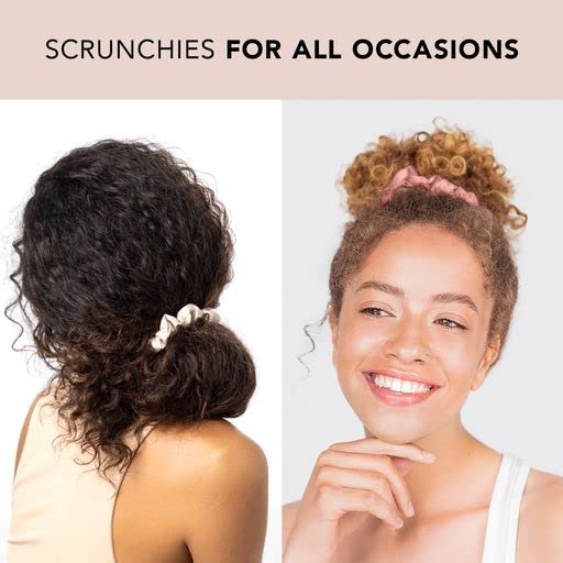 Kitsch Satin Hair Scrunchies for Women, Softer Than Silk Scrunchies for Hair, Satin Scrunchies for Girls, Satin Hair Ties for Women, Silk Hair Ties No Damage, Silk Ponytail Holders, 5 pcs (Cameo)