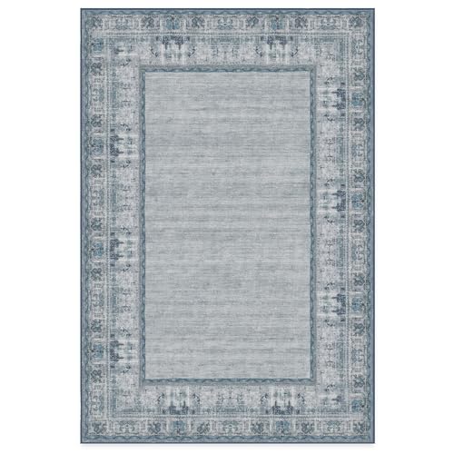 RUGGABLE Zinnia Runner Rug - Perfect Boho Washable Rug for Entryway Hallway Kitchen - Pet &amp; Child Friendly - Stain &amp; Water Resistant - Grey 2.5&