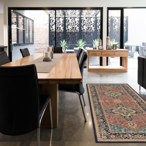 RUGGABLE Maral Heriz Washable Rug - Perfect Vintage Area Rug for Living Room Bedroom Kitchen - Pet &amp; Child Friendly - Stain &amp; Water Resistant - Creme 3&