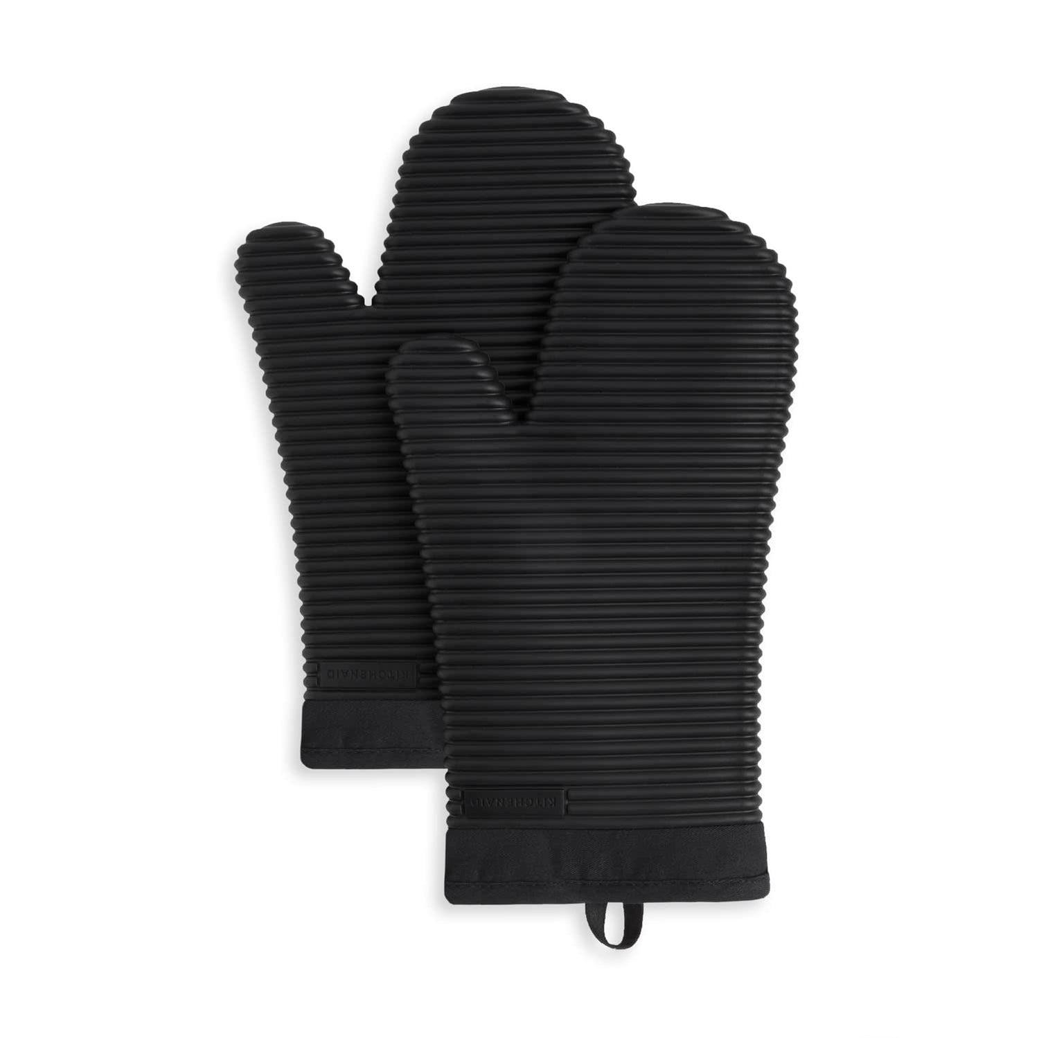 KitchenAid Ribbed Soft Silicone Oven Mitt Set, 7&quot;x13&quot;, Milkshake 2 Count
