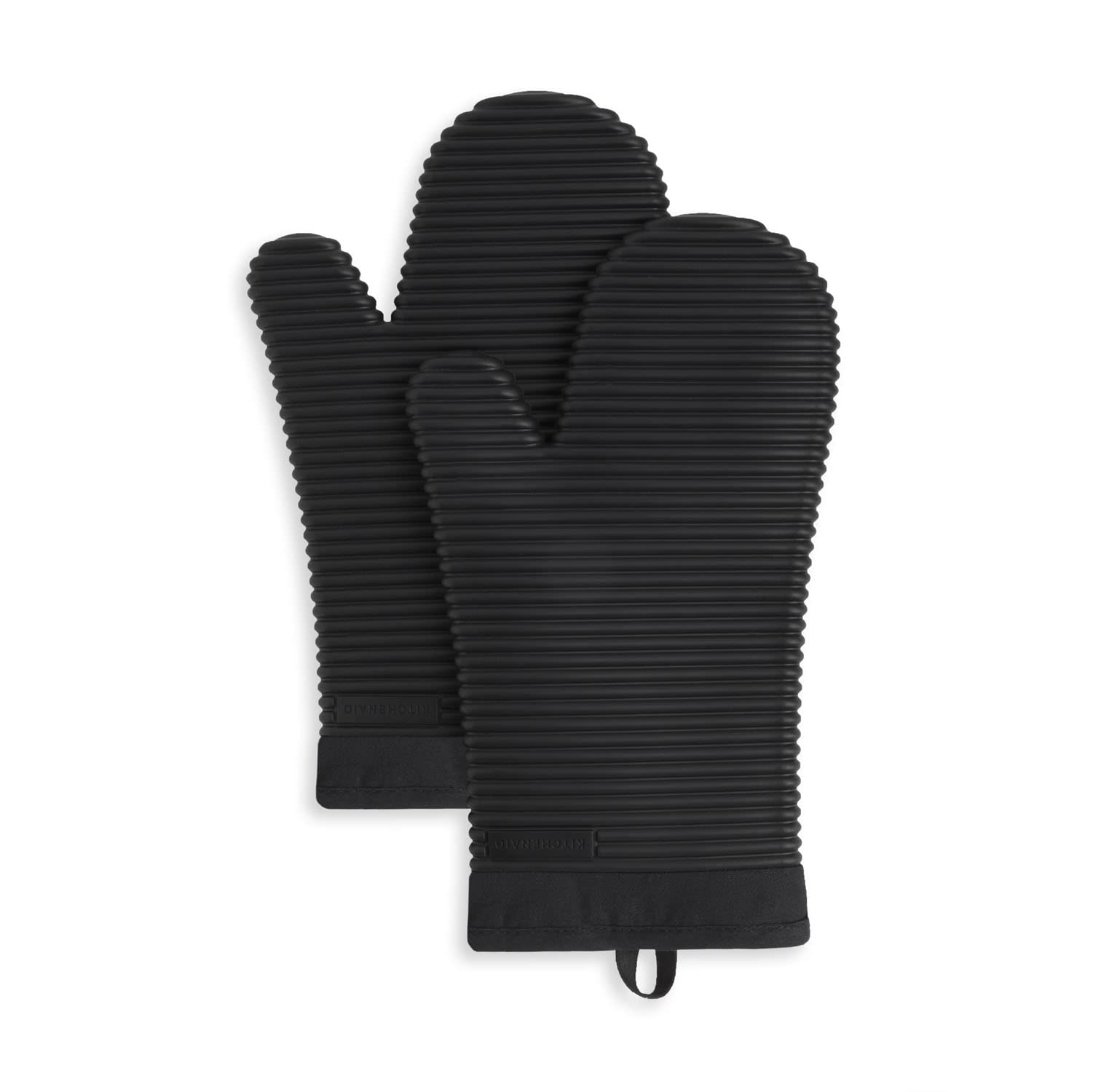 KitchenAid Ribbed Soft Silicone Oven Mitt Set, 7&quot;x13&quot;, Milkshake 2 Count