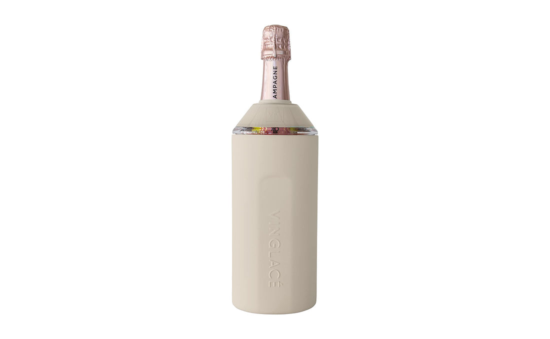 Vinglacé Wine Bottle Chiller- Portable Champagne Insulator- Stainless Steel Wine Cooler Sleeve, White