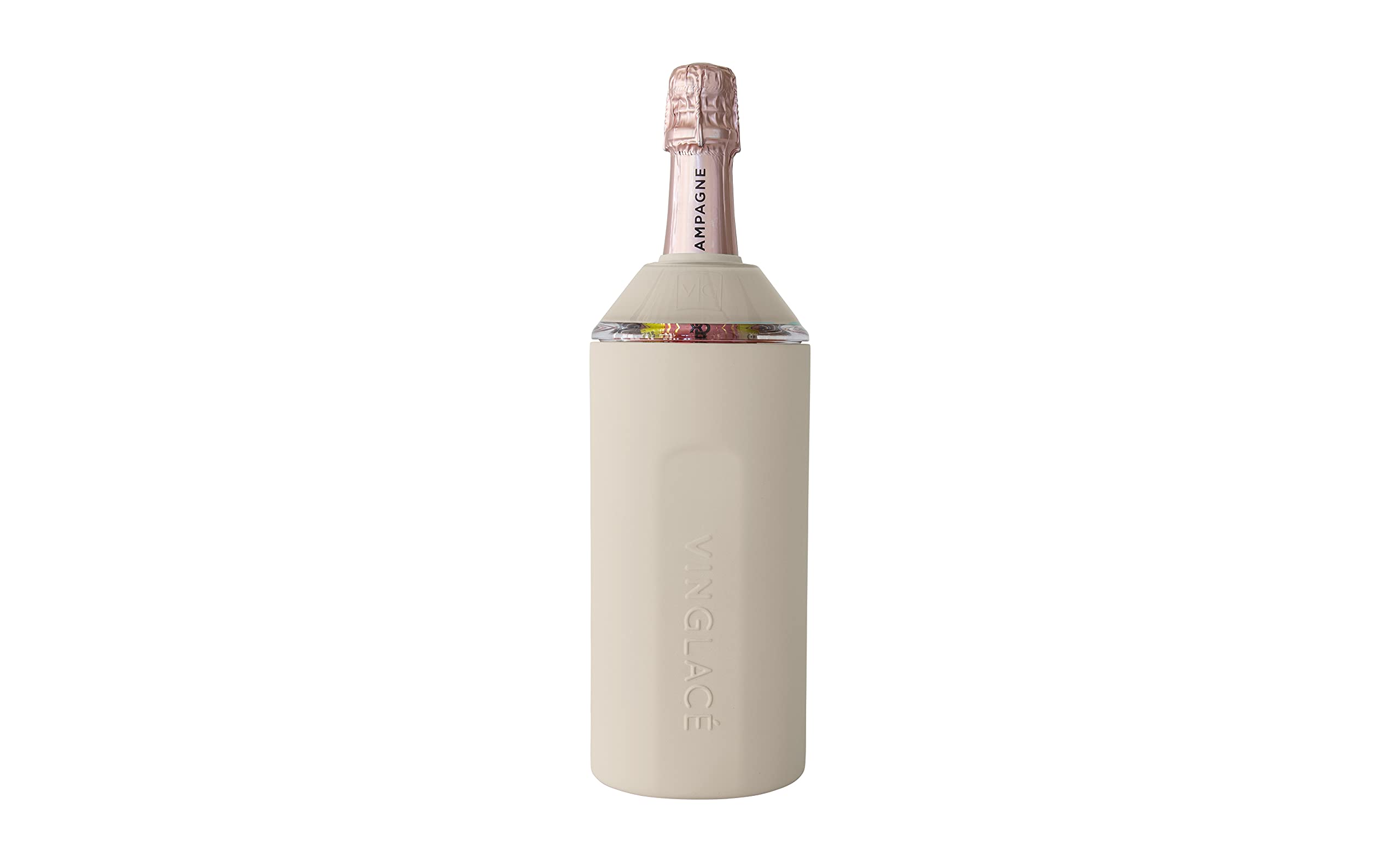 Vinglacé Wine Bottle Chiller- Portable Champagne Insulator- Stainless Steel Wine Cooler Sleeve, White