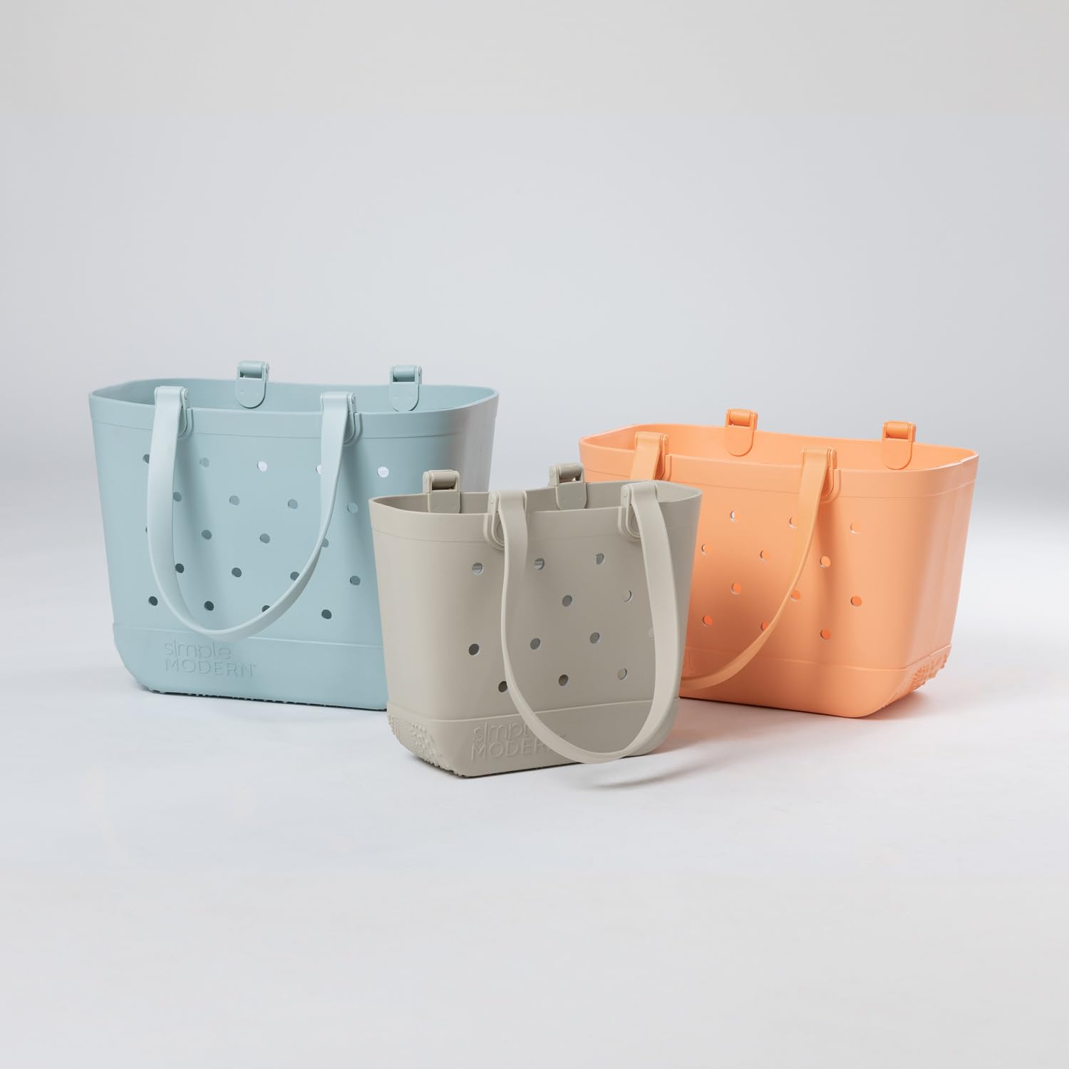 Simple Modern Beach Bag Rubber Tote | Waterproof Medium Tote Bag with Zipper Pocket for Pool, Groceries, Sports | Gifts For Women | Getaway Bag Collection | Almond Birch