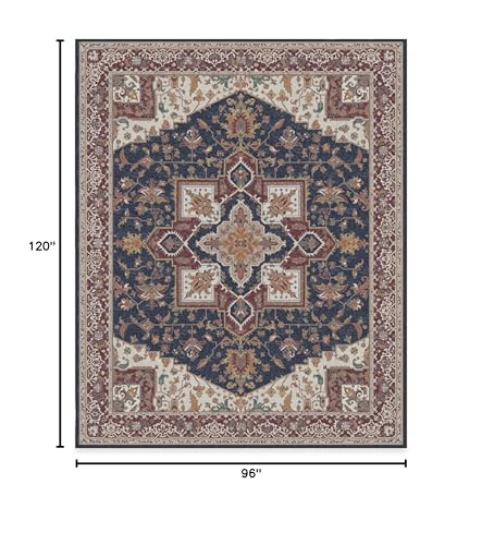 RUGGABLE Maral Heriz Washable Rug - Perfect Vintage Area Rug for Living Room Bedroom Kitchen - Pet &amp; Child Friendly - Stain &amp; Water Resistant - Creme 3&