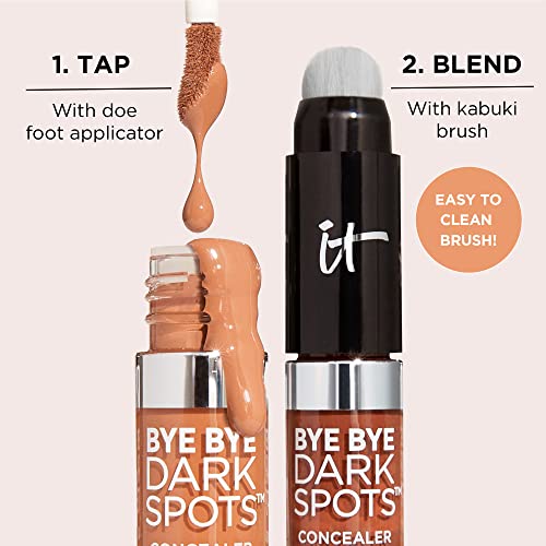 IT Cosmetics Bye Bye Dark Spots Concealer + Brightening Serum – 2% Niacinamide, Hyaluronic Acid &amp; Caffeine - Medium Coverage, Natural Finish, All Skin Types - 0.22 fl oz