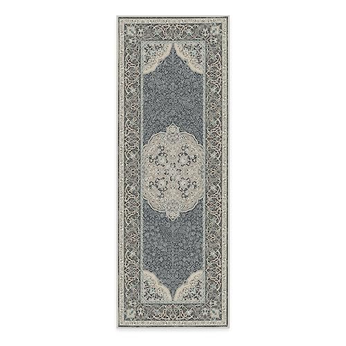 RUGGABLE Disney Traditional Mickey Mouse Washable Rug - Perfect Area Rug for Nursery Playroom Kids Room - Pet &amp; Child Friendly - Stain &amp; Water Resistant - Damask Grey 3&