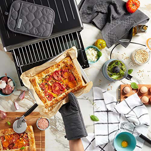 KITCHENAID Quilted Cotton Terry Cloth Oven Mitt, Pot Holder, Kitchen Towel 4-Pack Set, Heat Resistant, Silicone Grip, Gift Set, Milkshake, 16&quot;x26&quot;, 7&quot;x13&quot; &amp; 7&quot;x10&quot;