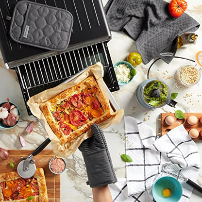 KITCHENAID Quilted Cotton Terry Cloth Oven Mitt, Pot Holder, Kitchen Towel 4-Pack Set, Heat Resistant, Silicone Grip, Gift Set, Milkshake, 16&quot;x26&quot;, 7&quot;x13&quot; &amp; 7&quot;x10&quot;