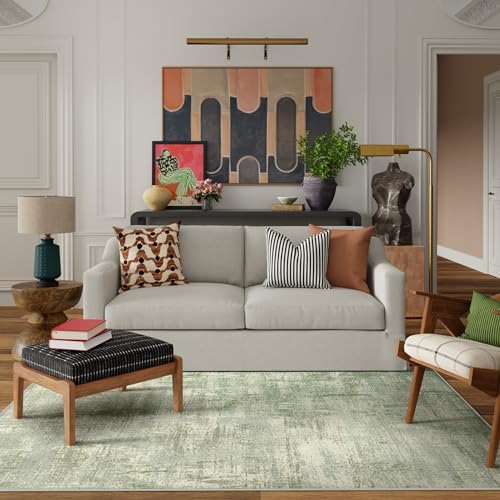 RUGGABLE Impasto Washable Rug - Perfect Modern Area Rug for Living Room Bedroom Kitchen - Non-Slip, Pet &amp; Child Friendly, Stain &amp; Water Resistant - Durable - Sage Green 3&