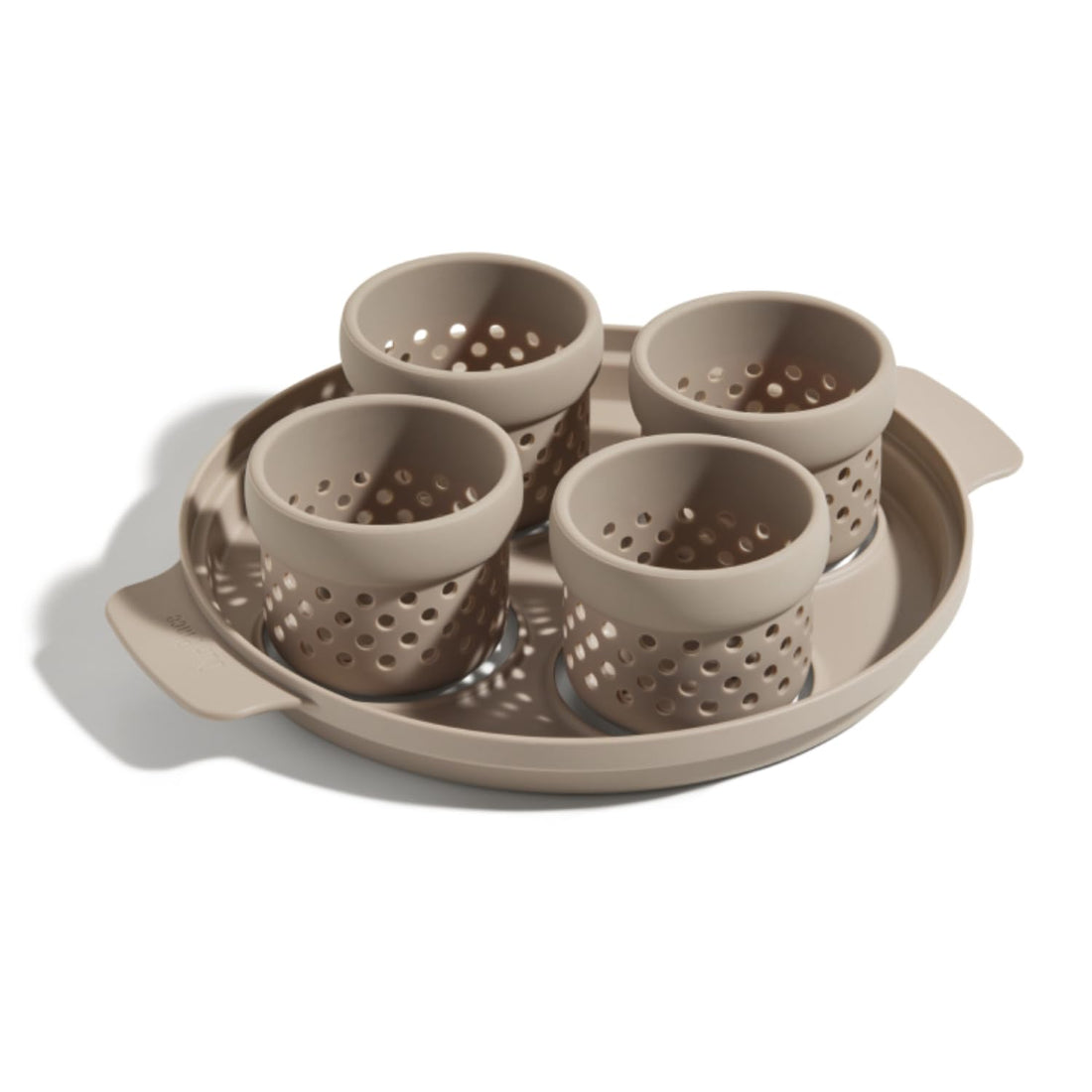 Our Place Silicone Egg Poacher Add-On - Easy-Use Poaching Set | Fail-Proof Water Bath Design | Includes Sturdy Nylon Platter &amp; Perforated Cups | BPA-Free, Dishwasher Safe | Blue Salt