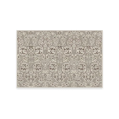 RUGGABLE Disney Traditional Mickey Mouse Washable Rug - Perfect Area Rug for Nursery Playroom Kids Room - Pet &amp; Child Friendly - Stain &amp; Water Resistant - Damask Grey 3&