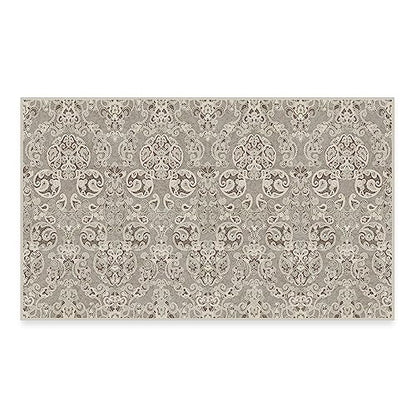 RUGGABLE Disney Traditional Mickey Mouse Washable Rug - Perfect Area Rug for Nursery Playroom Kids Room - Pet &amp; Child Friendly - Stain &amp; Water Resistant - Damask Grey 3&