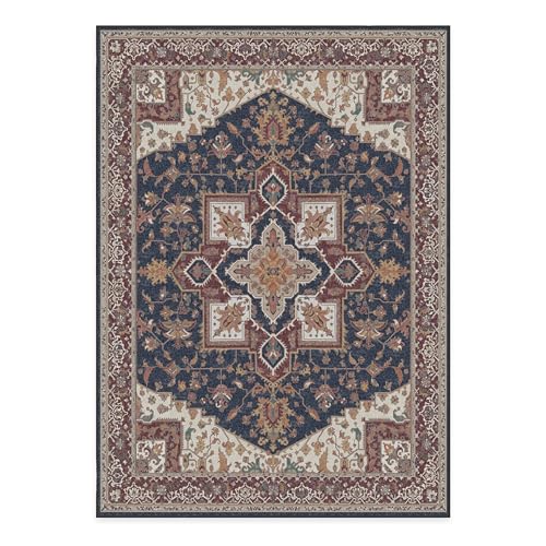 RUGGABLE Maral Heriz Washable Rug - Perfect Vintage Area Rug for Living Room Bedroom Kitchen - Pet &amp; Child Friendly - Stain &amp; Water Resistant - Creme 3&