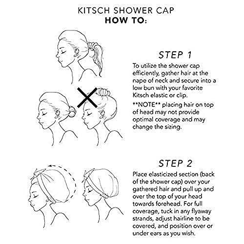 Kitsch Luxury Shower Cap for Women - Reusable Shower Cap for Long Hair with Non Slip Silicon Grip | Waterproof Hair Cap for Shower with One Size Fits Most | Stylish Hair Cover for Shower (Blush Dot)