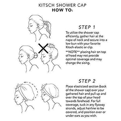 Kitsch Luxury Shower Cap for Women - Reusable Shower Cap for Long Hair with Non Slip Silicon Grip | Waterproof Hair Cap for Shower with One Size Fits Most | Stylish Hair Cover for Shower (Blush Dot)