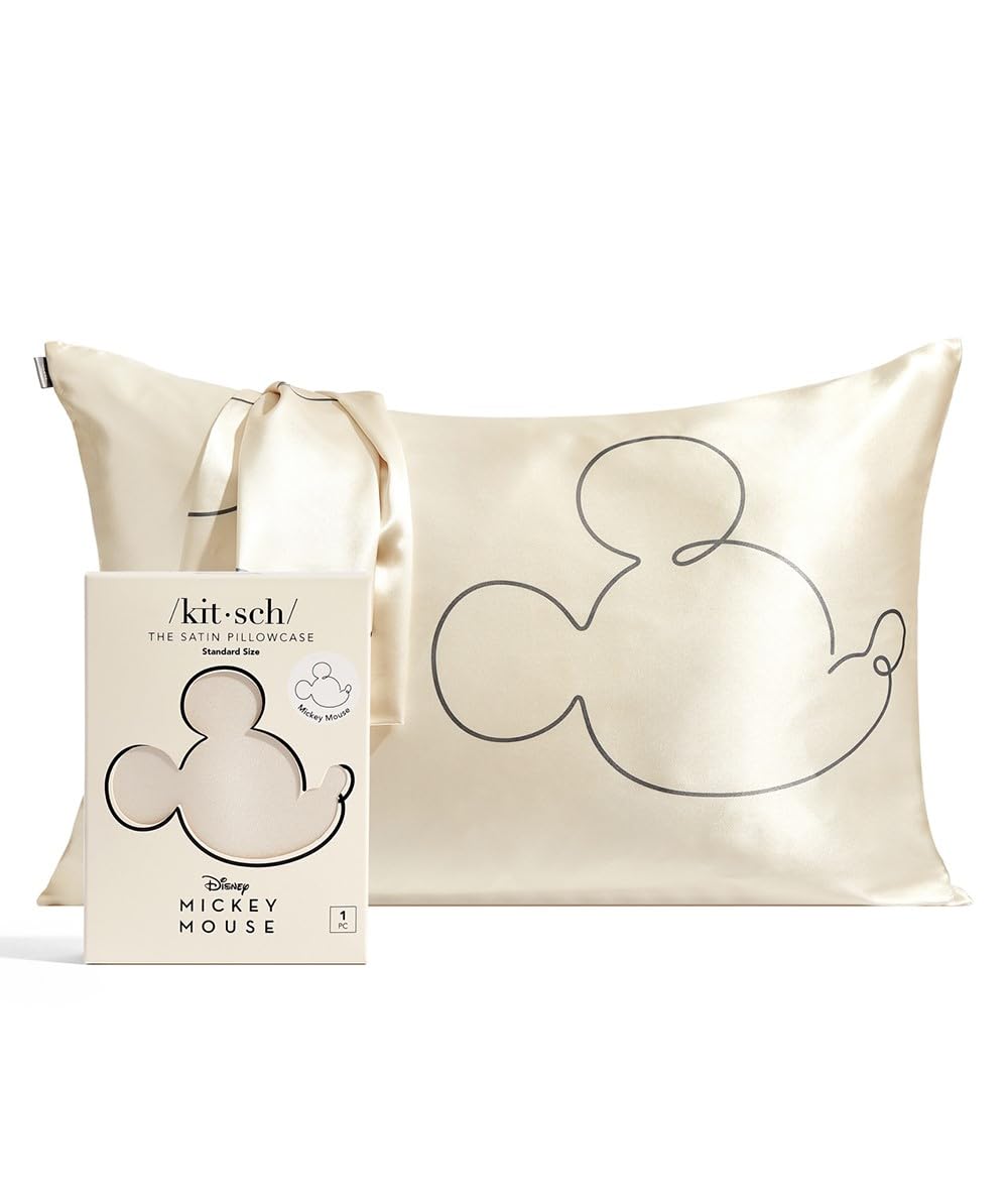 Kitsch Satin Pillowcase with Zipper for Hair &amp; Skin, Softer Than Silk Pillow Cases Queen, Smooth Pillow Covers, Machine Washable, Wrinkle-Free, Cooling Satin Pillow Cases Standard Size 19&quot;x26&quot;, Ivory