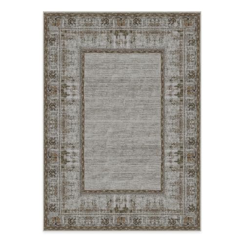 RUGGABLE Zinnia Runner Rug - Perfect Boho Washable Rug for Entryway Hallway Kitchen - Pet &amp; Child Friendly - Stain &amp; Water Resistant - Grey 2.5&