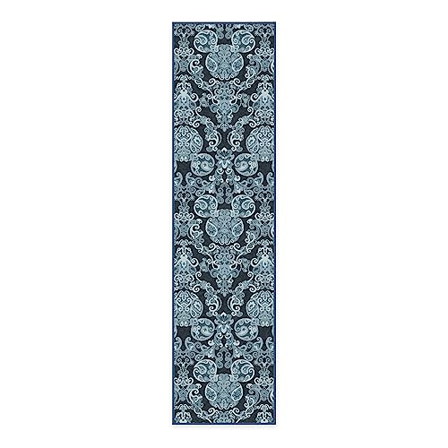 RUGGABLE Disney Traditional Mickey Mouse Washable Rug - Perfect Area Rug for Nursery Playroom Kids Room - Pet &amp; Child Friendly - Stain &amp; Water Resistant - Damask Grey 3&