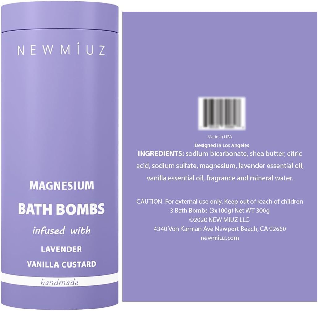 Magnesium Lavender Vanilla Fizzing Bath Bomb Luxury Bath Set Sensitive Skin Moisturizing Shea Butter Stress Relief Gift for Women Christmas Birthday