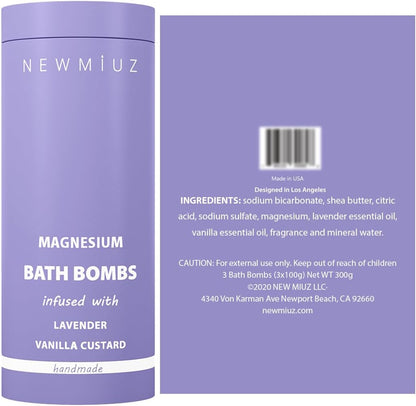 Magnesium Lavender Vanilla Fizzing Bath Bomb Luxury Bath Set Sensitive Skin Moisturizing Shea Butter Stress Relief Gift for Women Christmas Birthday