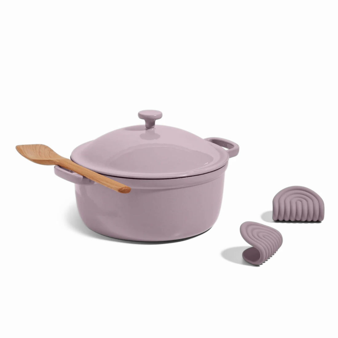 Our Place Cast Iron Perfect Pot | 6-in-1 Multifunctional 5.5 Qt. Toxin-Free Enameled Dutch Oven with Self-Basting Lid | Hot Grips &amp; Beechwood Scraper | Induction Cooktop and Oven Safe | Spice