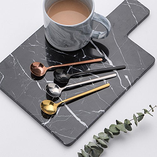 4 PCS Espresso Spoons 18/8 Stainless Steel, 5.2 Inches Vogue Mini Teaspoons Set for Stirring Coffee, Dessert Cake, Ice Cream, Soup, Antipasto Cappuccino, Frosted Handle, Sweejar（Gold）