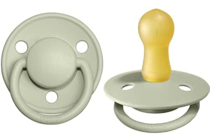 BIBS De Lux Baby Pacifier 2-Pack | Made in Denmark | BPA Free Dummy Soother, Round Nipple. Natural Rubber Latex, Size 2 (6-18 Months), Vanilla/Dark Oak