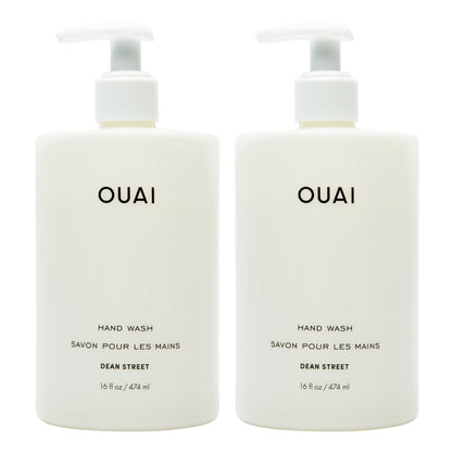 OUAI Hand Wash - Liquid Hand Soap with Jojoba, Avocado, &amp; Rose Hip Oil for Replenished Skin - Gentle Exfoliating Bathroom + Kitchen Hand Soap (16 Fl Oz)