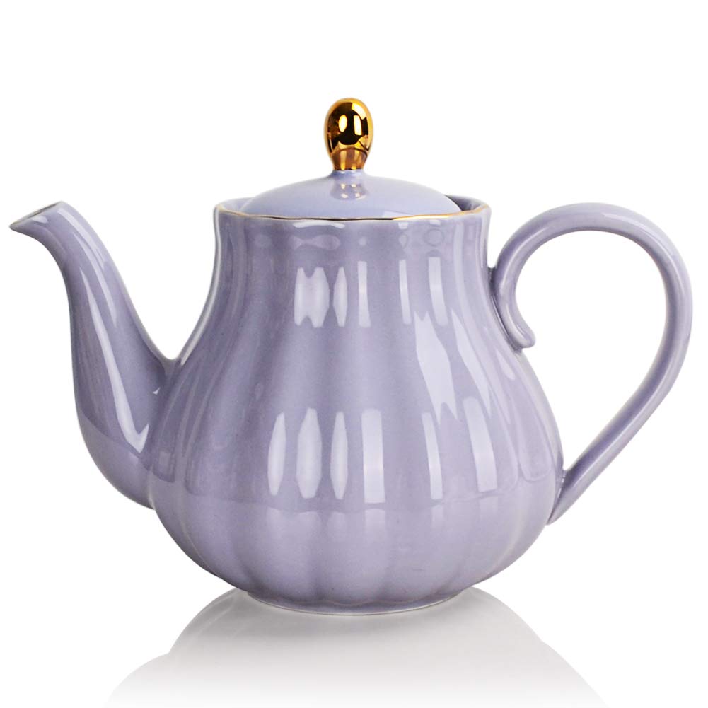Sweejar Royal Teapot, Ceramic Tea Pot with Removable Stainless Steel Infuser, Blooming &amp; Loose Leaf Teapot - 28 Ounce(White)