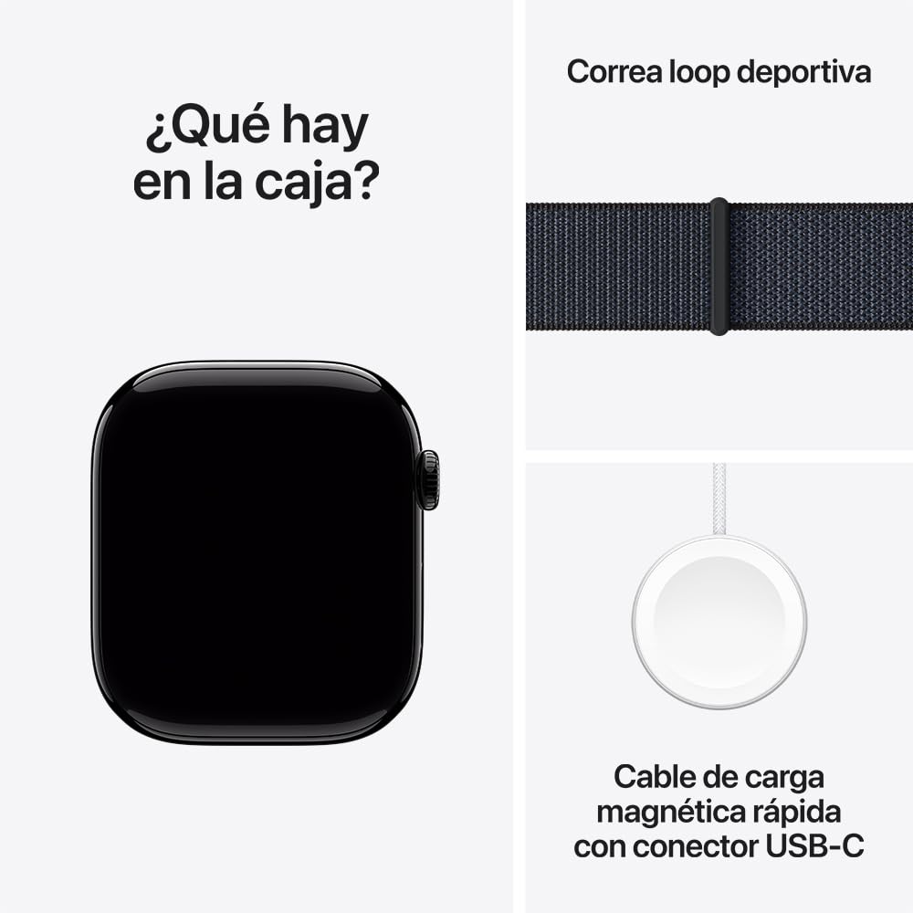Apple Watch Series 10 [GPS 46mm] Smartwatch with Jet Black Aluminium Case with Black Sport Band. Fitness Tracker, ECG App, Always-On Retina Display, Water-Resistant