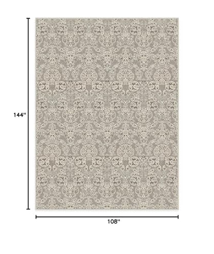 RUGGABLE Disney Traditional Mickey Mouse Washable Rug - Perfect Area Rug for Nursery Playroom Kids Room - Pet &amp; Child Friendly - Stain &amp; Water Resistant - Damask Grey 3&