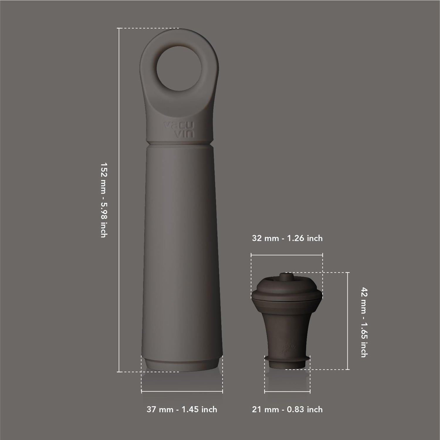 Vacu Vin Wine Saver Loop - Designed and Made in the Netherlands - Vacuum Wine Stopper Keeps Your Wine Fresh for up to 10 Days - Reusable, Made with 98% Recycled Material - 1 Pump, 1 Stopper, Sand