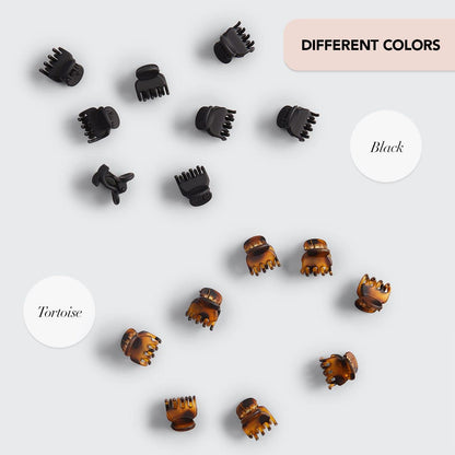 Kitsch Small Hair Clips for Women, Recycled Plastic Small Claw Clips &amp; Mini Claw Clips for Hair, Mini Hair Clips for Thin Hair, Tiny Jaw Clip for Hair, 16 pcs (Tortoise &amp; Black)