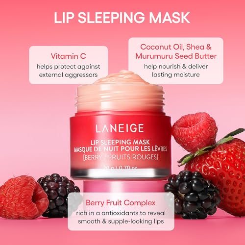 LANEIGE Lip Sleeping Mask: Nourish, Hydrate, Vitamin C, Murumuru &amp; Shea Butter, Antioxidants, Flaky, Dry Lips