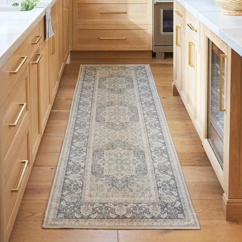 RUGGABLE Hendesi Heriz Washable Rug - Perfect Antique Vintage Area Rug for Living Room Bedroom Kitchen - Pet &amp; Child Friendly - Stain &amp; Water Resistant, Non-Slip - Abalone 2&