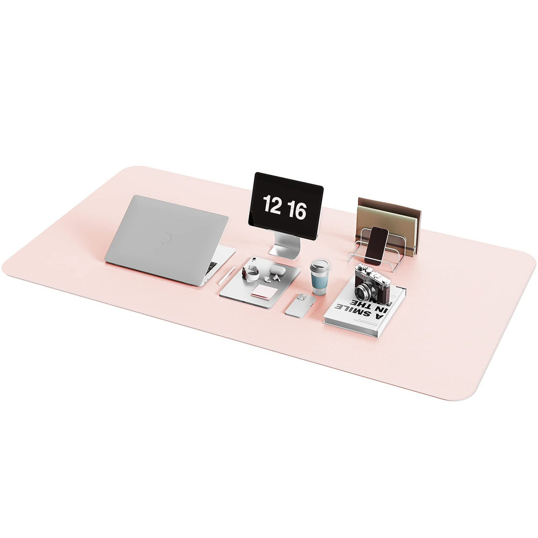 Non-Slip Desk Pad,Mouse Pad,Waterproof PVC Leather Desk Table Protector,Ultra Thin Large Desk Blotter, Easy Clean Laptop Desk Writing Mat for Office Work/Home/Decor(Pink, 23.6&quot; x 13.7&quot;)
