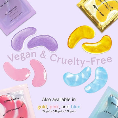 grace &amp; stella Under Eye Masks for Dark Circles (Purple, 24 Pairs) - Gel Eye Mask with Retinol - Restoring Under Eye Patches for Puffy Eyes and Dark Circles - Vegan Cruelty-Free