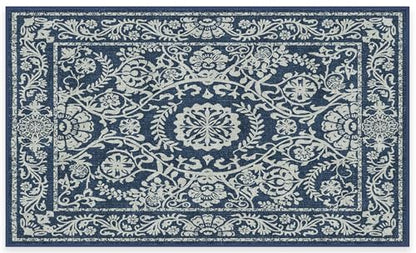 RUGGABLE Washable 2x3 Area Rug, Delphina Delft Blue, Premium Vintage Rugs for Living Room, Bedroom, Kitchen, Office, Classroom with Gripper Non Slip Pad