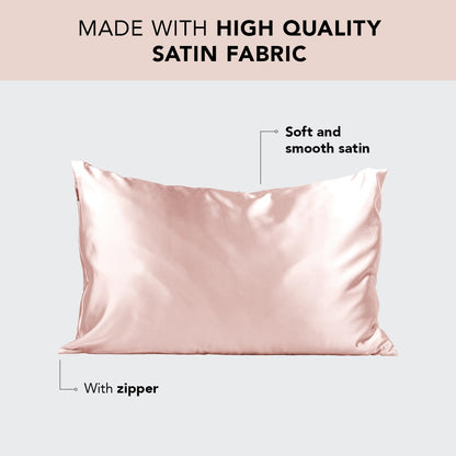 Kitsch Satin Pillowcase with Zipper for Hair &amp; Skin, Softer Than Silk Pillow Cases Queen, Smooth Pillow Covers, Machine Washable, Wrinkle-Free, Cooling Satin Pillow Cases Standard Size 19&quot;x26&quot;, Ivory