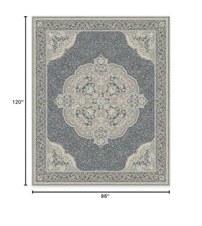 RUGGABLE Disney Traditional Mickey Mouse Washable Rug - Perfect Area Rug for Nursery Playroom Kids Room - Pet &amp; Child Friendly - Stain &amp; Water Resistant - Damask Grey 3&
