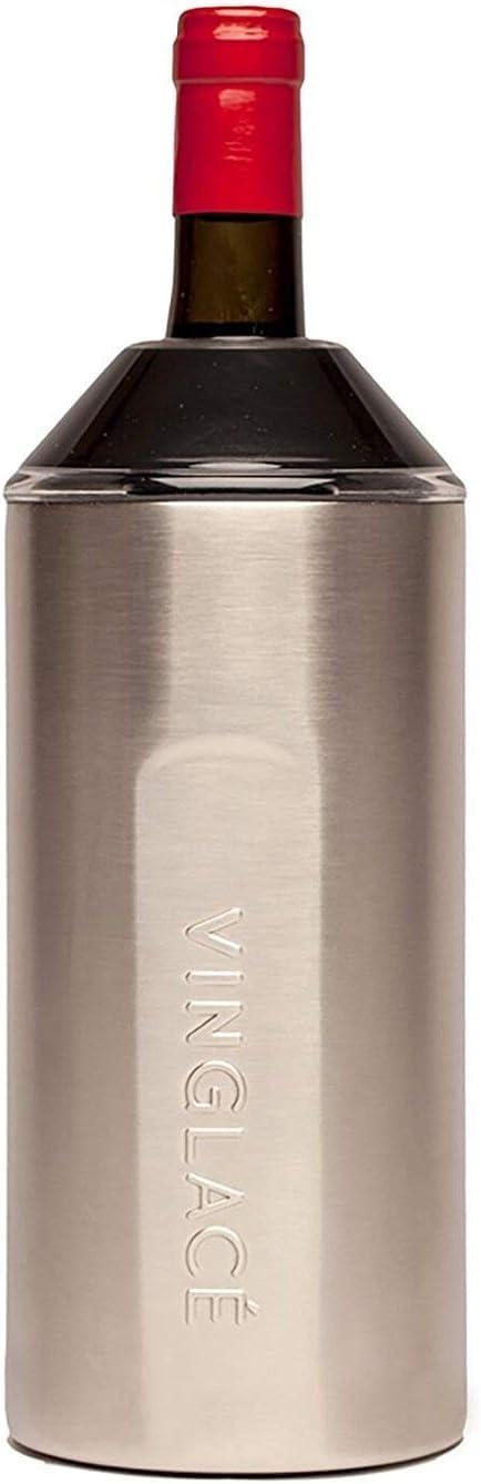 Vinglacé Wine Bottle Chiller- Portable Champagne Insulator- Stainless Steel Wine Cooler Sleeve, White