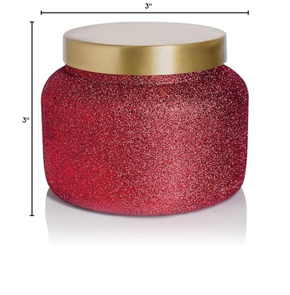 Capri Blue Tinsel &amp; Spice Holiday Candle - Signature Glam Jar Candle - Juniper Berry, Cinnamon &amp; Vanilla Scented Candles - Soy Wax Blend - Christmas Decor - Maroon Glitter Candle Holder (19 oz)
