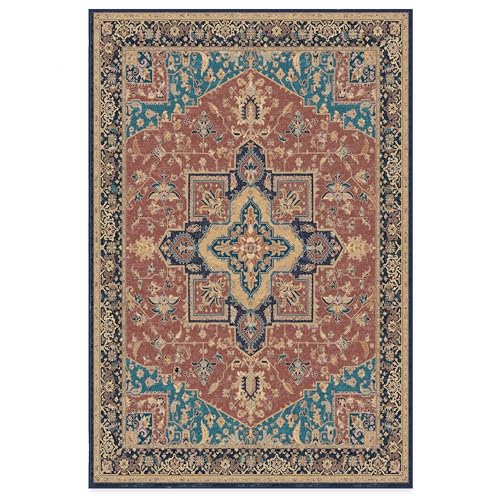 RUGGABLE Maral Heriz Washable Rug - Perfect Vintage Area Rug for Living Room Bedroom Kitchen - Pet &amp; Child Friendly - Stain &amp; Water Resistant - Creme 3&