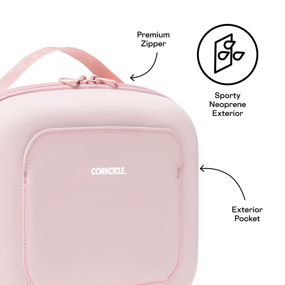 Corkcicle Crushproof Cooler Lunch Box, Reuseable Water Resistant Insulated Lunch Box, Perfect for Traveling with Wine, Beer, Ice Packs, and Lunches, Rose Quartz Neoprene, Back to School