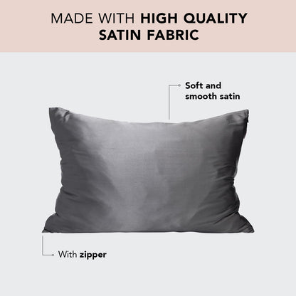 Kitsch Satin Pillowcase with Zipper for Hair &amp; Skin, Softer Than Silk Pillow Cases Queen, Smooth Pillow Covers, Machine Washable, Wrinkle-Free, Cooling Satin Pillow Cases Standard Size 19&quot;x26&quot;, Ivory